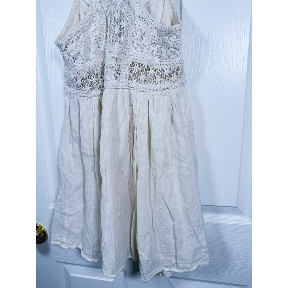 American Eagle Babydoll Mini Dress Size XS Cream Boho Country Cowgirl Concert - Picture 13 of 13